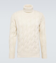 Кашемировый свитер с высоким воротником косой вязки Thom Sweeney, белый