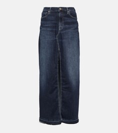 Джинсовая юбка макси с высокой посадкой Ag Jeans, синий