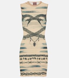 Мини-платье из джерси с логотипом x knwls Jean Paul Gaultier, бежевый