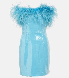 Мини-платье nicolette с перьями и пайетками Rebecca Vallance, синий