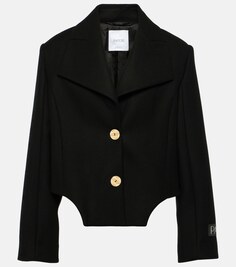Укороченная куртка из смесовой шерсти Patou, черный