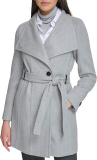 Пальто Wool Wrap Calvin Klein, цвет Nickel Herringbone