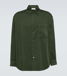 Рубашка из смесового хлопка и атласа Lemaire, зеленый