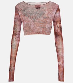 Укороченный топ из сетки с принтом x-knwls Jean Paul Gaultier, розовый