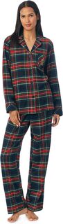 Пижамный комплект с воротником из матового твила и длинными рукавами LAUREN Ralph Lauren, цвет Black Plaid
