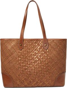 Плетеная сумка-шопер Melissa с металлизированной корзиной Frye, цвет Cognac