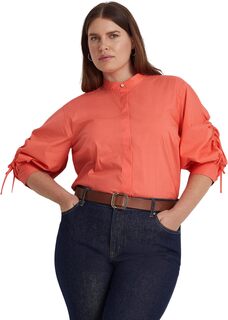 Рубашка больших размеров из смесового хлопка LAUREN Ralph Lauren, цвет Portside Coral