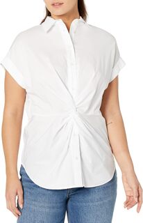 Хлопковая рубашка с короткими рукавами Petite с заворотом спереди LAUREN Ralph Lauren, белый