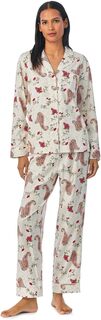 Пижама с атласным воротником с длинными рукавами LAUREN Ralph Lauren, цвет Cream Print