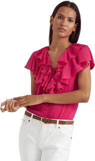 Блузка из жоржета с оборками LAUREN Ralph Lauren, цвет Sport Pink