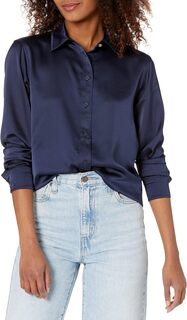 Атласная рубашка из шармёза LAUREN Ralph Lauren, цвет French Navy