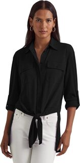 Рубашка из эластичного джерси с завязками спереди LAUREN Ralph Lauren, черный