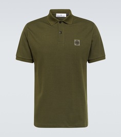 Рубашка-поло из хлопка с нашивкой-логотипом Stone Island, зеленый