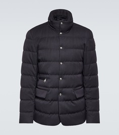 Пуховик bess из шерстяного габардина Moncler, синий