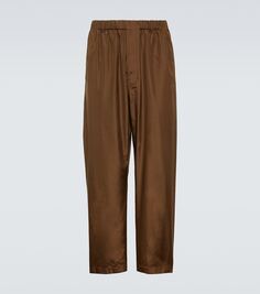 Шелковые прямые брюки Lemaire, коричневый