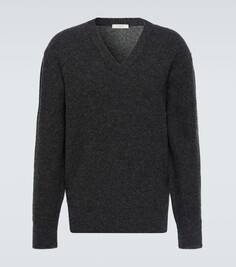 Шерстяной свитер с v-образным вырезом Lemaire, серый