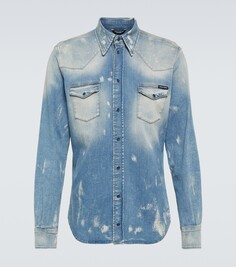 Потертая джинсовая рубашка Dolce&amp;Gabbana, мультиколор