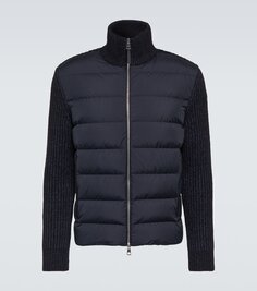 Пуховик из хлопка и шерсти Moncler, синий