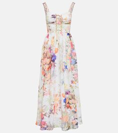 Льняное платье-бюстье с цветочным принтом Camilla, мультиколор