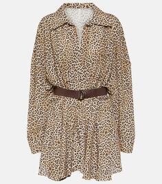 Платье-рубашка из жоржета с леопардовым принтом Norma Kamali, мультиколор