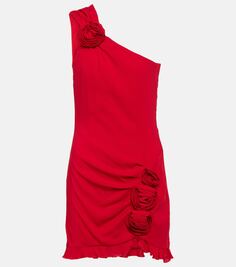 Мини-платье из крепа с цветочной аппликацией Blumarine, красный
