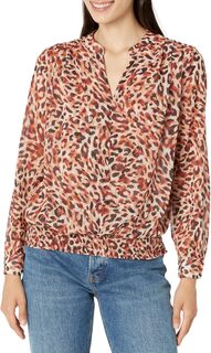 Тканая блузка с длинными рукавами и присборенным поясом Liverpool Los Angeles, цвет Watercolor Cheetah Print