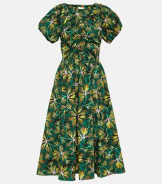 Платье миди cecile из хлопкового поплина с цветочным принтом Ulla Johnson, мультиколор