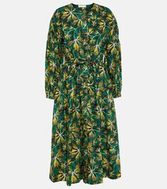 Платье миди adalie из хлопкового поплина с цветочным принтом Ulla Johnson, мультиколор