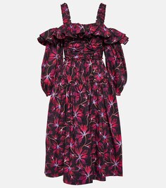 Платье миди caprice из хлопкового поплина с цветочным принтом Ulla Johnson, фиолетовый