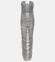 Украшенное сетчатое платье-бюстье Giuseppe Di Morabito, серебро