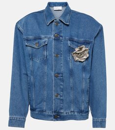 Джинсовая куртка с цветочной аппликацией Giuseppe Di Morabito, синий