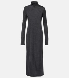 Платье миди из смесовой шерсти с высоким воротником Polo Ralph Lauren, серый