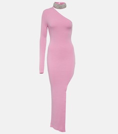 Украшенное платье макси из смесовой шерсти Giuseppe Di Morabito, розовый