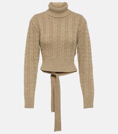 Укороченный свитер из смесовой шерсти Mm6 Maison Margiela, бежевый