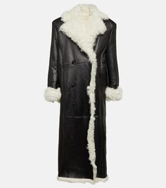 Кожаное пальто на подкладке из овчины Magda Butrym, черный