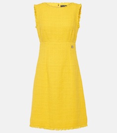 Твидовое платье миди с логотипом Dolce&amp;Gabbana, желтый
