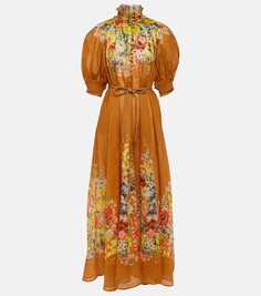 Платье макси alight с цветочным принтом Zimmermann, апельсин