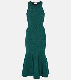 Трикотажное платье миди Victoria Beckham, зеленый