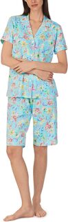 Пижамный комплект-бермуды с короткими рукавами и вырезом на воротнике LAUREN Ralph Lauren, цвет Aqua Floral
