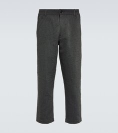 Прямые брюки с узором «елочка» Comme Des Garçons Homme Deux, серый