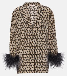 Блуза из шелкового крепдешина с узором toile iconographe Valentino, мультиколор