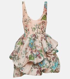 Мини-платье matchmaker с цветочным принтом из льна и шелка Zimmermann, розовый