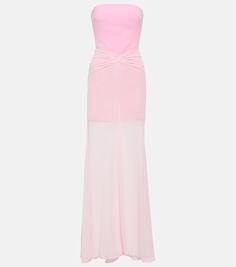 Платье-бюстье с тюлевой отделкой и сборками David Koma, розовый