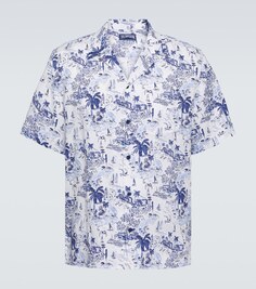 Льняная рубашка для боулинга с принтом charli Vilebrequin, синий