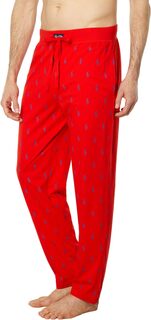 Вязаные пижамные брюки с поясом в рубчик Polo Ralph Lauren, цвет Bright Poppy/Rugby Royal