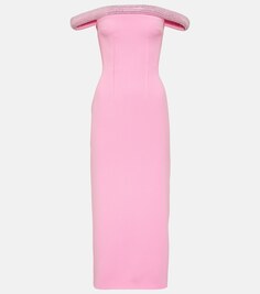 Платье миди из кади, украшенное кристаллами David Koma, розовый