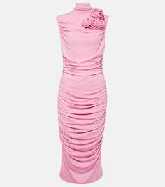 Платье миди из джерси с цветочной аппликацией Magda Butrym, розовый