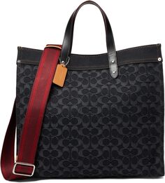 Полевая сумка-тоут 40 из фирменного денима COACH, цвет Black Denim