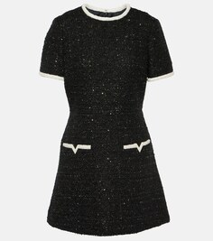 Твидовое мини-платье Valentino, черный