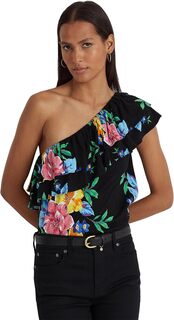 Трикотажный топ на одно плечо с цветочным принтом LAUREN Ralph Lauren, цвет Black Multi